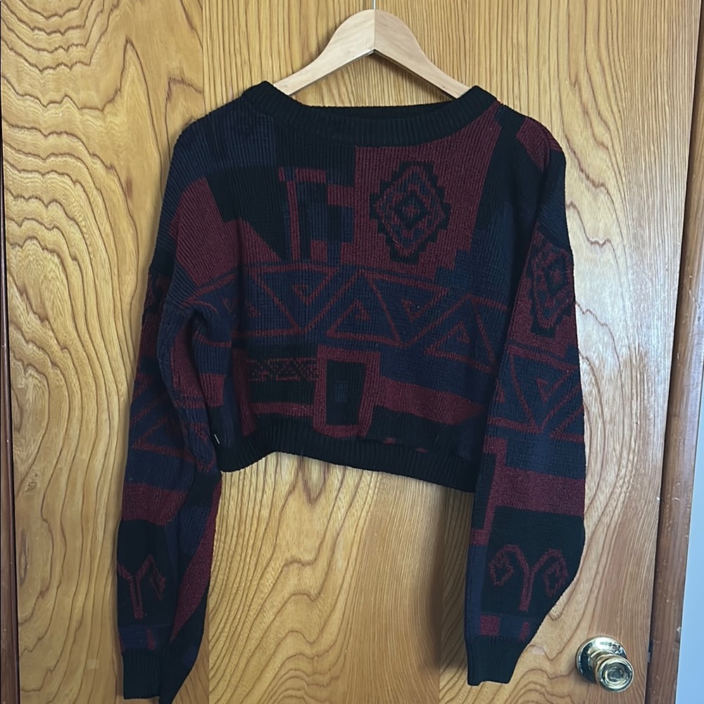 Black and Red Geometric Sweater